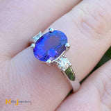 14K White Gold 2.61ct Tanzanite 0.28cts Diamond Ring Size 6.5