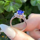 14K White Gold 2.61ct Tanzanite 0.28cts Diamond Ring Size 6.5