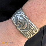 Vintage Thomas Singer Navajo Sterling Silver 925 Bear Cuff Bracelet