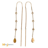 14K Rose Gold 0.31ctw Diamond Threader Teardrop Dangle Earrings