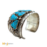 Vintage Signed TM Sterling Silver 925 Turquoise Cuff Bracelet