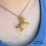 18K Yellow Gold and Platinum 0.01ctw Diamond Unicorn Slide Pendant