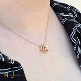 14K Yellow Gold 0.21ctw Diamond Layered Circle Slide Pendant Necklace