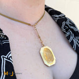 Antique 14K Yellow Gold Photo Keepsake Locket Necklace 16"