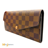 Louis Vuitton Sarah Damier Ebene Canvas and Leather Snap Wallet N63209
