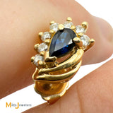 14K Yellow Gold 0.42ctw Blue Sapphire 0.21ctw Diamond Stud Earrings