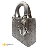 Dior Mini Lady Dior Gray Strass Satin Cannage Crossbody Bag