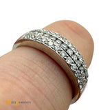 18K White Gold 0.37ctw Diamond 3 Row Band Ring Size 7.75
