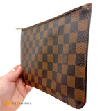 Louis Vuitton Damier Ebene Neverfull Pochette in Cerise Red 2016