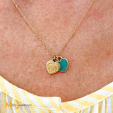 Tiffany & Co. 18K Yellow Gold Mini Double Heart Tag Necklace