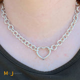Tiffany & Co. Retired 925 Silver Heart Clasp Link Choker Necklace
