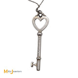 Tiffany & Co. Sterling Silver Large Heart Key Pendant Necklace