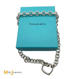 Tiffany & Co. Retired 925 Silver Heart Clasp Link Choker Necklace
