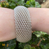 Tiffany & Co. Wide Somerset Sterling Silver 925 Mesh Bracelet Size Medium