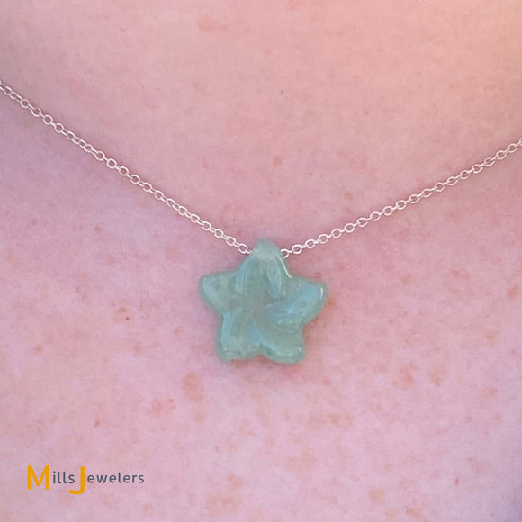 Tiffany & Co. RARE Elsa Peretti 925 Silver Aventurine Quartz Star Pendant Necklace