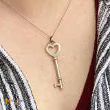 Tiffany & Co. Sterling Silver Large Heart Key Pendant Necklace