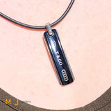 Tiffany & Co. 925 Silver & Titanium 1837 Bar Pendant Rubber Cord Necklace