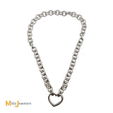 Tiffany & Co. Retired 925 Silver Heart Clasp Link Choker Necklace
