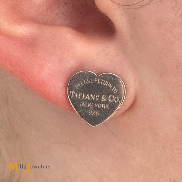 Tiffany & Co. Sterling Silver 925 Return to Tiffany Heart Stud Earrings
