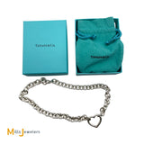Tiffany & Co. Retired 925 Silver Heart Clasp Link Choker Necklace