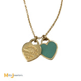 Tiffany & Co. 18K Yellow Gold Mini Double Heart Tag Necklace