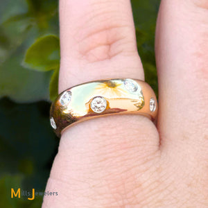 Tiffany & Co. 18K Yellow Gold 950 Platinum 0.30ctw Diamond Etoile Band Ring Size 5.5