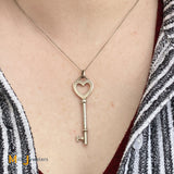 Tiffany & Co. Sterling Silver Large Heart Key Pendant Necklace