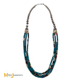 Vintage Tommy Singer Navajo Multi-Gemstone 3-Strand Handmade Turquoise Necklace
