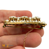 Antique 18K Yellow Gold Pearl Art Deco Brooch