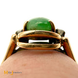 Vintage 14k Yellow Gold 2.33ct Jade and 0.06ctw Diamond Cocktail Ring Size 7