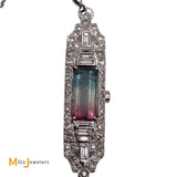 Platinum Case 14K White Gold Bolo 3.25ct Tourmaline 1.11cts Diamond Bracelet