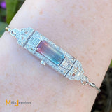 Platinum Case 14K White Gold Bolo 3.25ct Tourmaline 1.11cts Diamond Bracelet