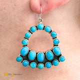 Signed KN Sterling Silver 925 Turquoise Cluster Dangle Earrings