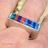 Andrew Alvarez Inlaid Turquoise Coral Lapis Ring Large Ring Size 12.75