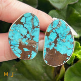 Nick Garcia Santo Domingo Pueblo Sterling Silver 925 Turquoise Slice Earrings