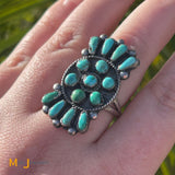 Sterling Silver 925 Petit point North South Turquoise Ring Size 8