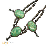 Vintage Signed DO Sterling Silver Royston Turquoise Three Blossom Beaded Necklace 26”