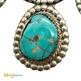 Sterling Silver 925 Turquoise Squash Blossom Necklace 28”