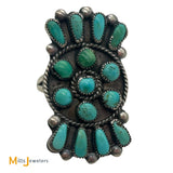 Sterling Silver 925 Petit point North South Turquoise Ring Size 8