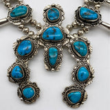 Sterling Silver 925 Turquoise Squash Blossom Necklace