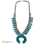 Sterling Silver 925 Turquoise Squash Blossom Necklace 25"