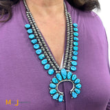 Sterling Silver 925 Turquoise Squash Blossom Necklace 25"