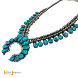 Sterling Silver 925 Turquoise Squash Blossom Necklace 25"