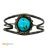7.25ct Approx. Blue Cabochon Turquoise Sterling Silver 925 Cuff Bracelet