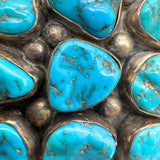Vintage Signed TM Sterling Silver 925 Blue Turquoise Multi Nugget Bolo Tie
