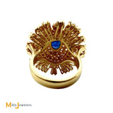 Vintage 14K Yellow Gold 1.53ct Blue Sapphire and 4.96ctw Diamond Cluster Ring