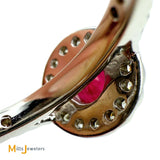 14k White Gold 0.94ct Ruby and 0.26ctw Diamond Halo Cocktail Ring Size 7.5