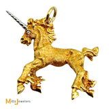 18K Yellow Gold and Platinum 0.01ctw Diamond Unicorn Slide Pendant