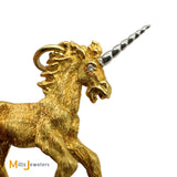 18K Yellow Gold and Platinum 0.01ctw Diamond Unicorn Slide Pendant