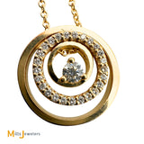 14K Yellow Gold 0.21ctw Diamond Layered Circle Slide Pendant Necklace